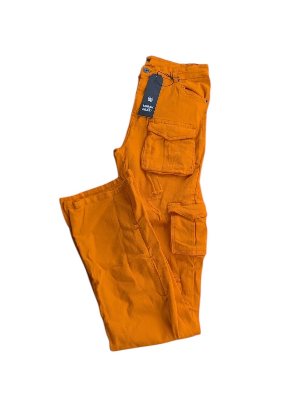 Urban Beast Pants 36x36 Orange Cotton Stretch Skinny Fit Utility Cargo Trousers
